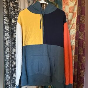 Sun + Stone Colorblock Hoodie - Yellow, Navy, Orange, Blue